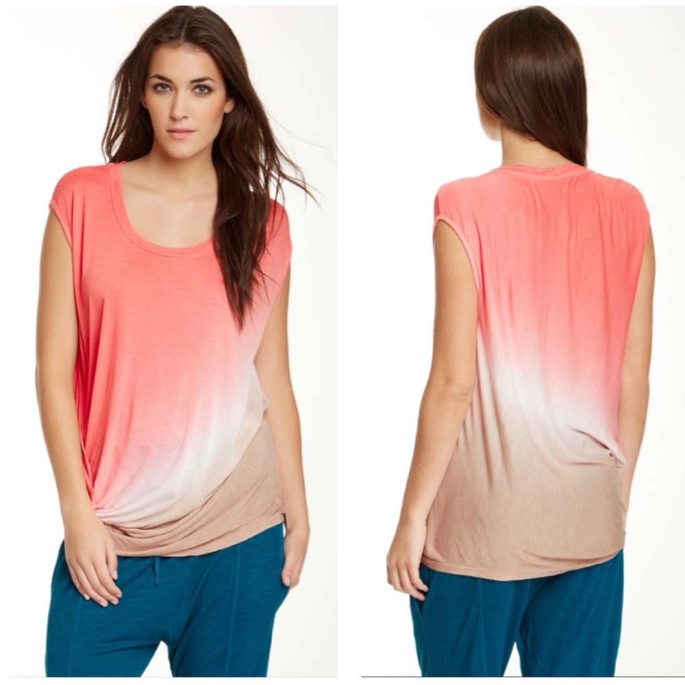 🔥$5 SALE YFB Young Fabulous & Broke Boho Coral Tie-Dye Ombré Draped Tank Tunic L